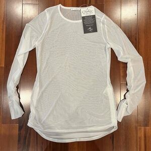 New NWT NFL Couture White Sheer Top Long Sleeve Crew Neck Festival Sport Sz M